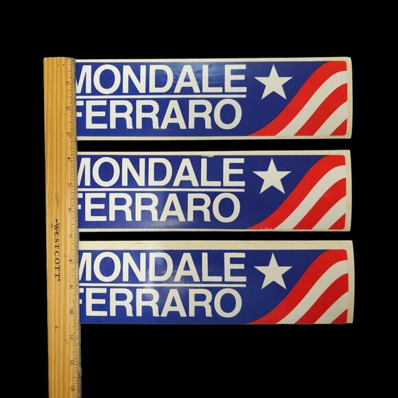 Mondale Ferraro 1984 US Presidential Campaign 11.5" x 3" Bumper Sticker Lot NOS - Picture 4 of 5